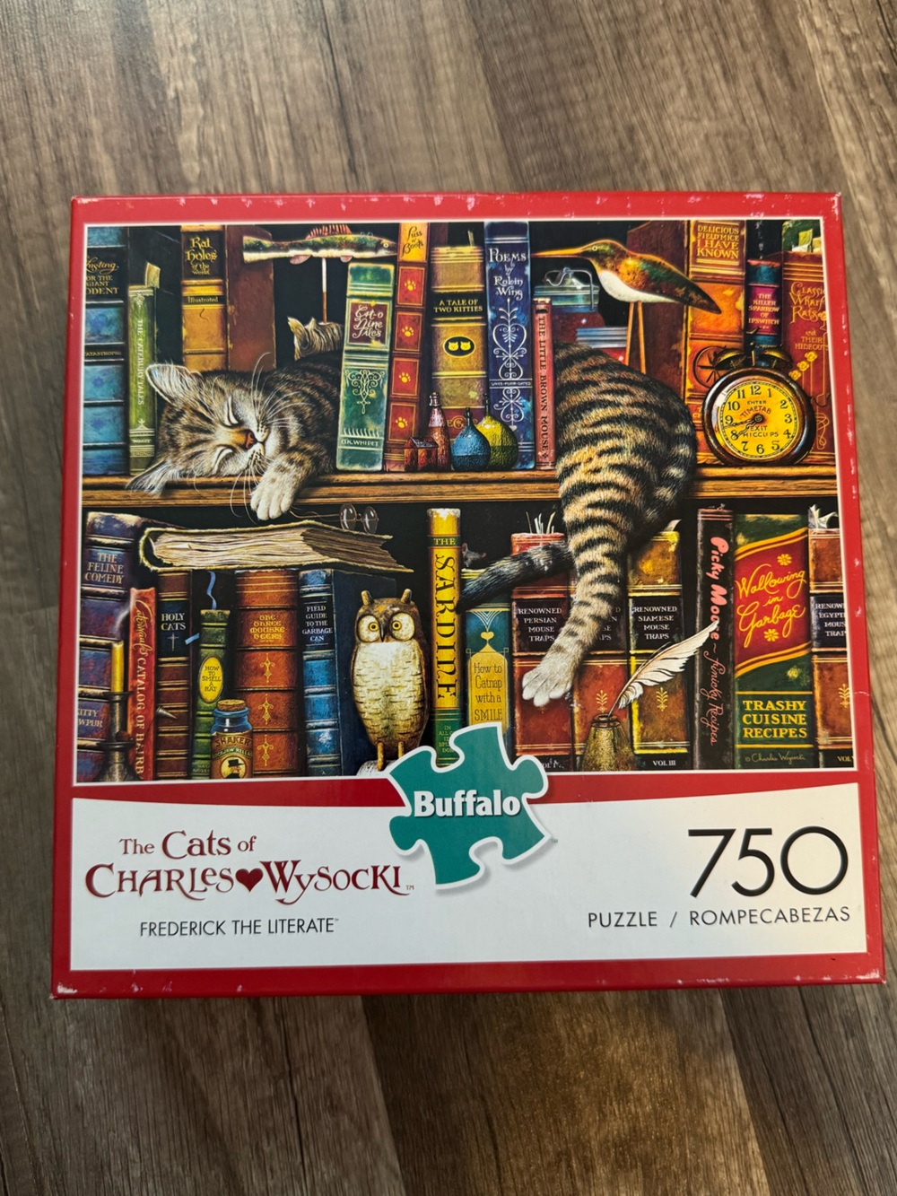 Buffalo David Bitton Multicolor Cat Bookshelf Puzzle Box Art